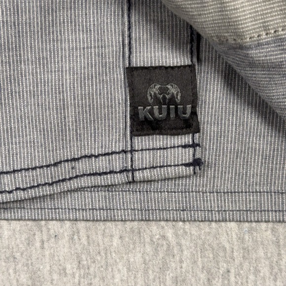 KUIU Shirt Basin Short Sleeve Button Up Blue Mens Medium Heathered Steel Camp - Picture 6 of 14